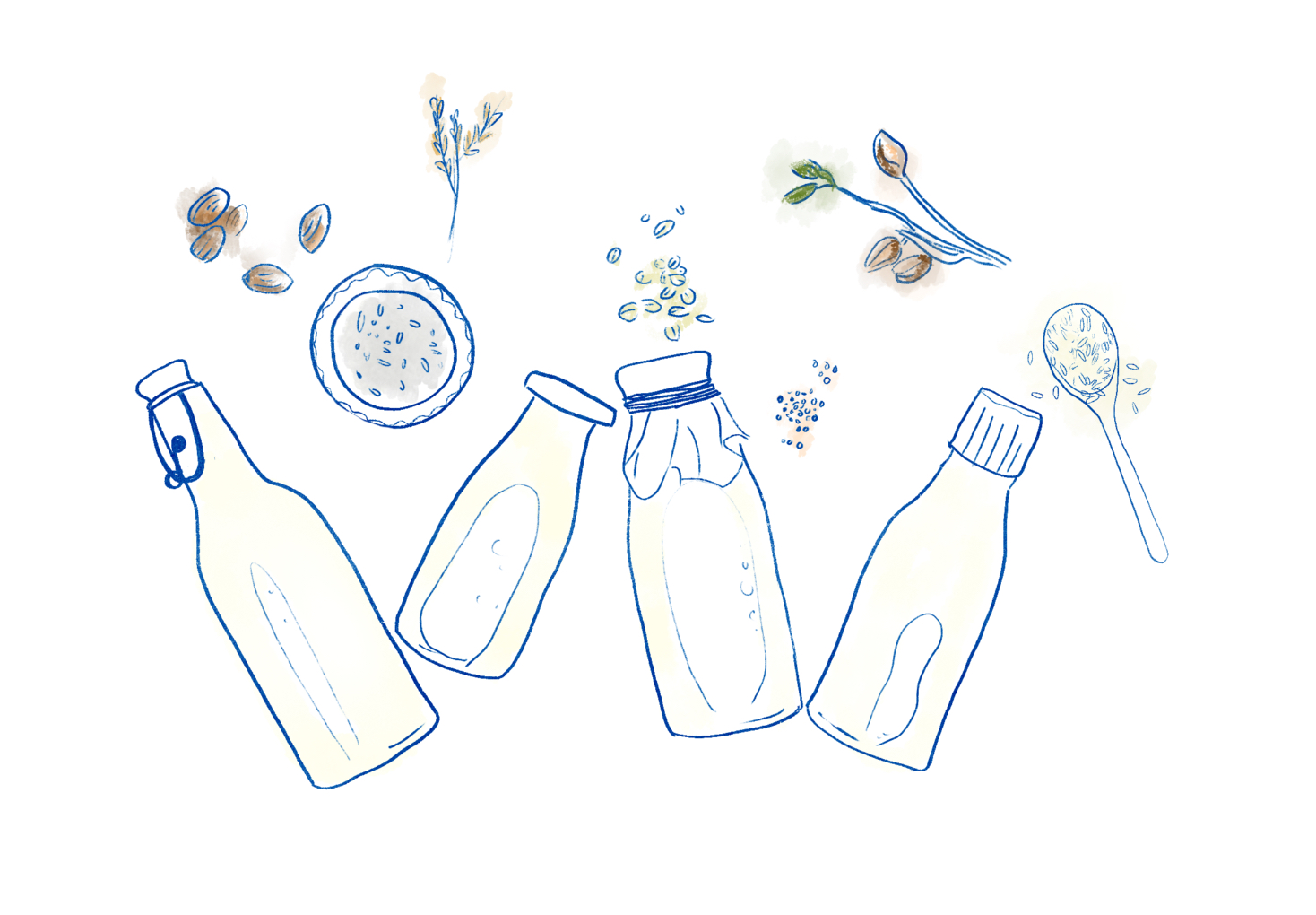 illustration of plant-based milks